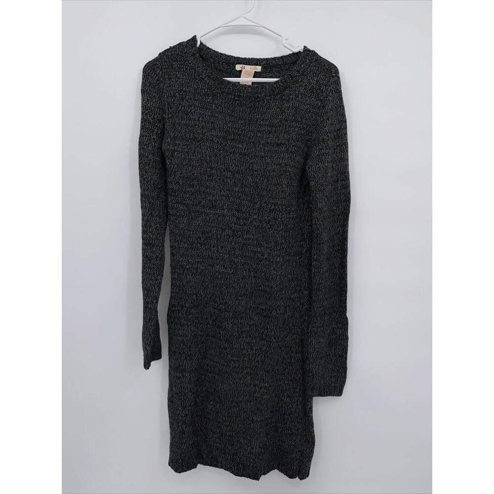 tulle Anthropologie Round Neck Long Sleeve Pullover Sweater Dress Gray Small